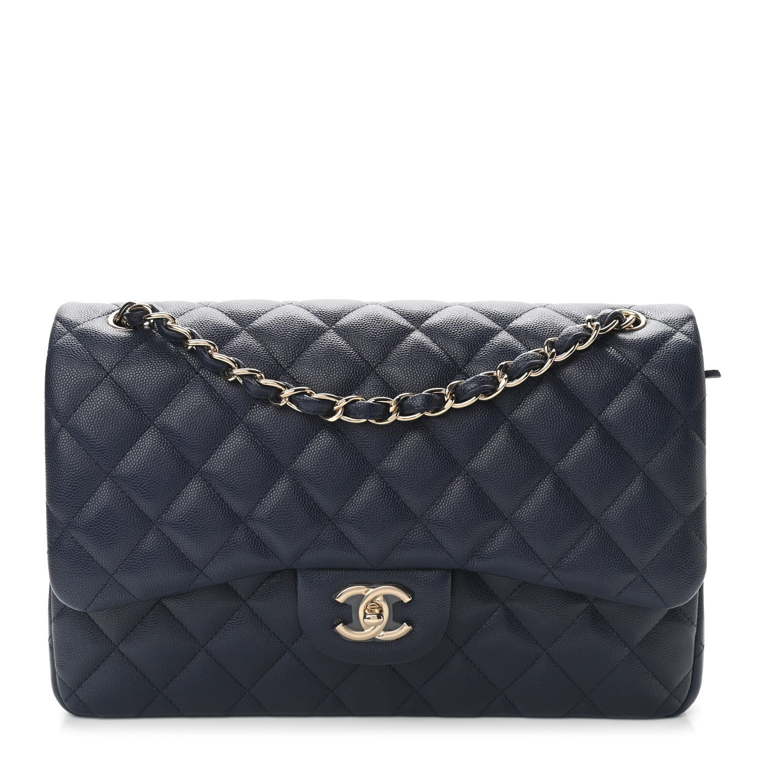 Chanel Caviar Quilted Jumbo Double Flap Navy Blue 1 of 10