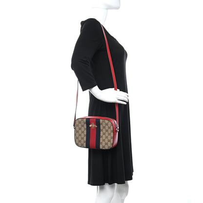 Gucci Monogram GG Supreme Web Small Webby Bee Shoulder Red 3 of 11