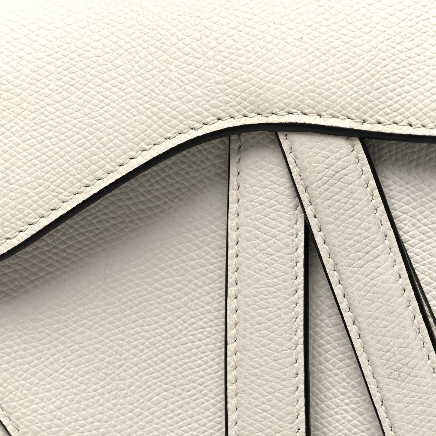 Grained Calfskin Mini Saddle Bag White