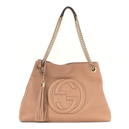 Gucci Pebbled Calfskin Medium Soho Chain Shoulder Bag Camelia 1 of 9