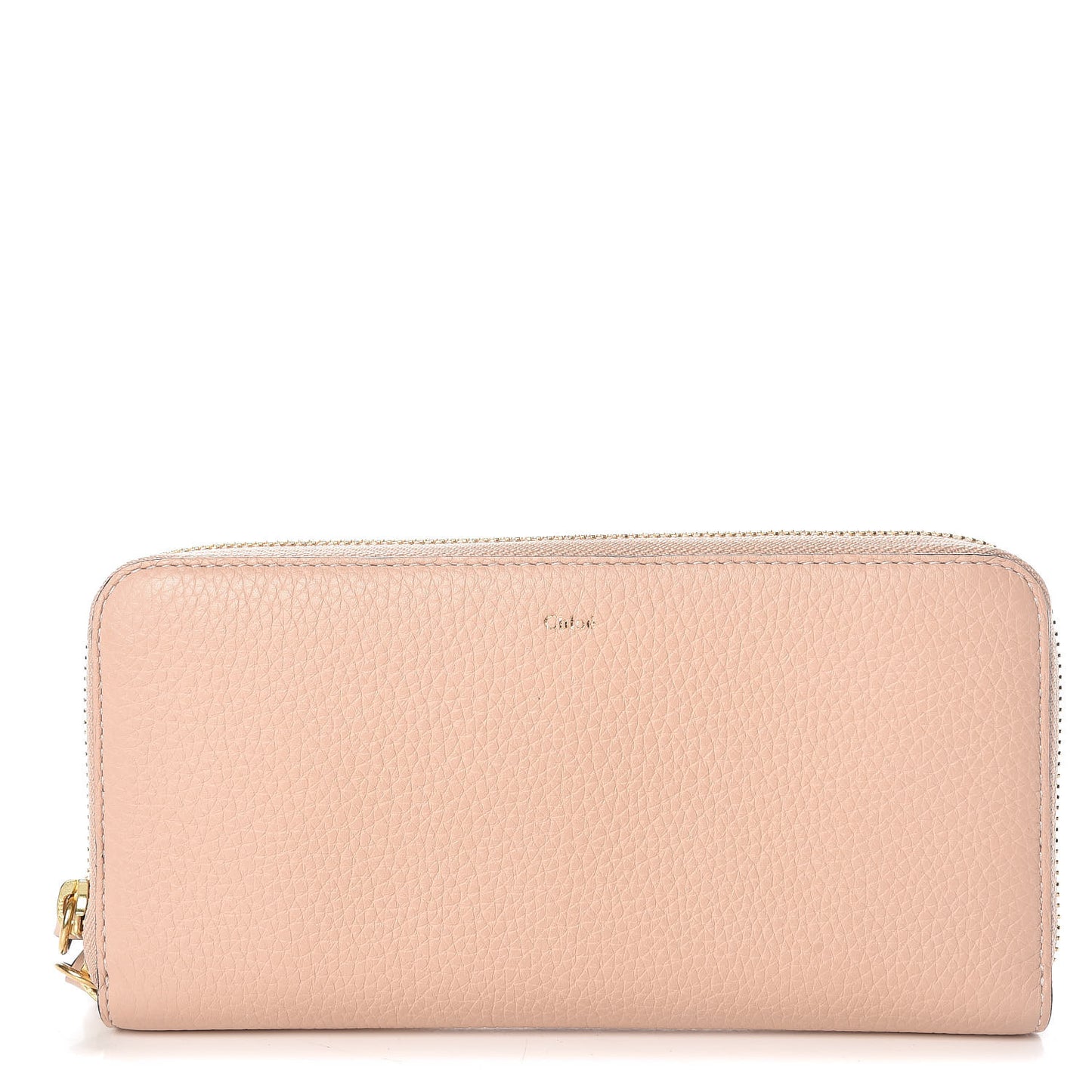 Grained Calfskin Alphabet Long Zip Around Wallet Blush Nude