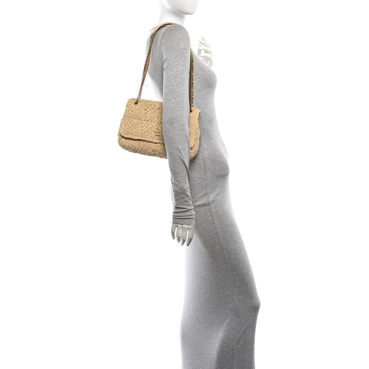 Saint Laurent Raffia Monogram Medium Jamie Natural Avorio 2 of 10