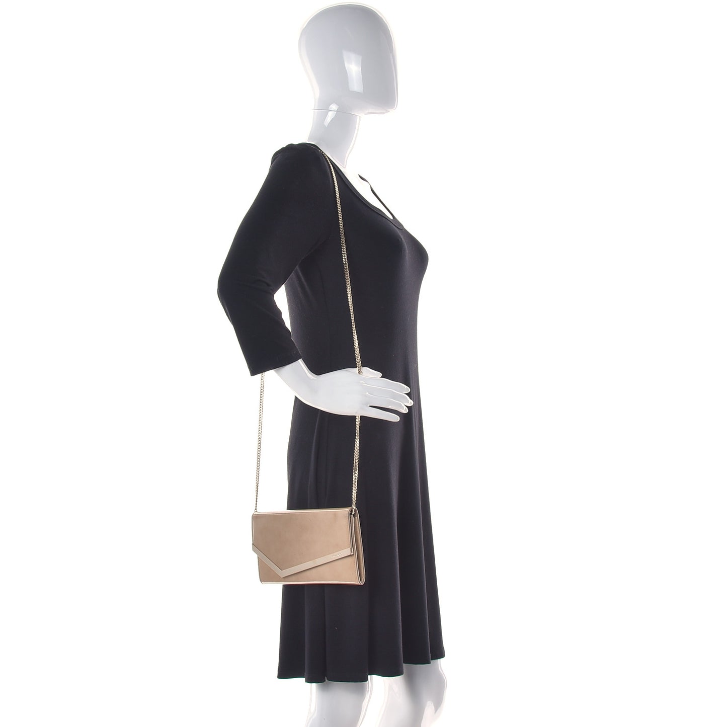 Patent Emmie Clutch Bag Beige