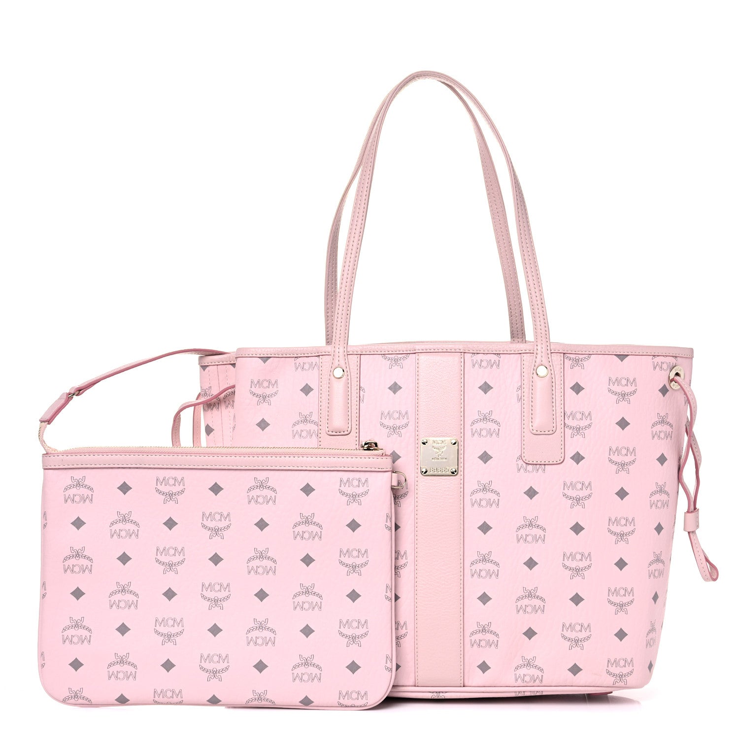 MCM Visetos Medium Liz Reversible Shopper Tote Powder Pink 1 of 13