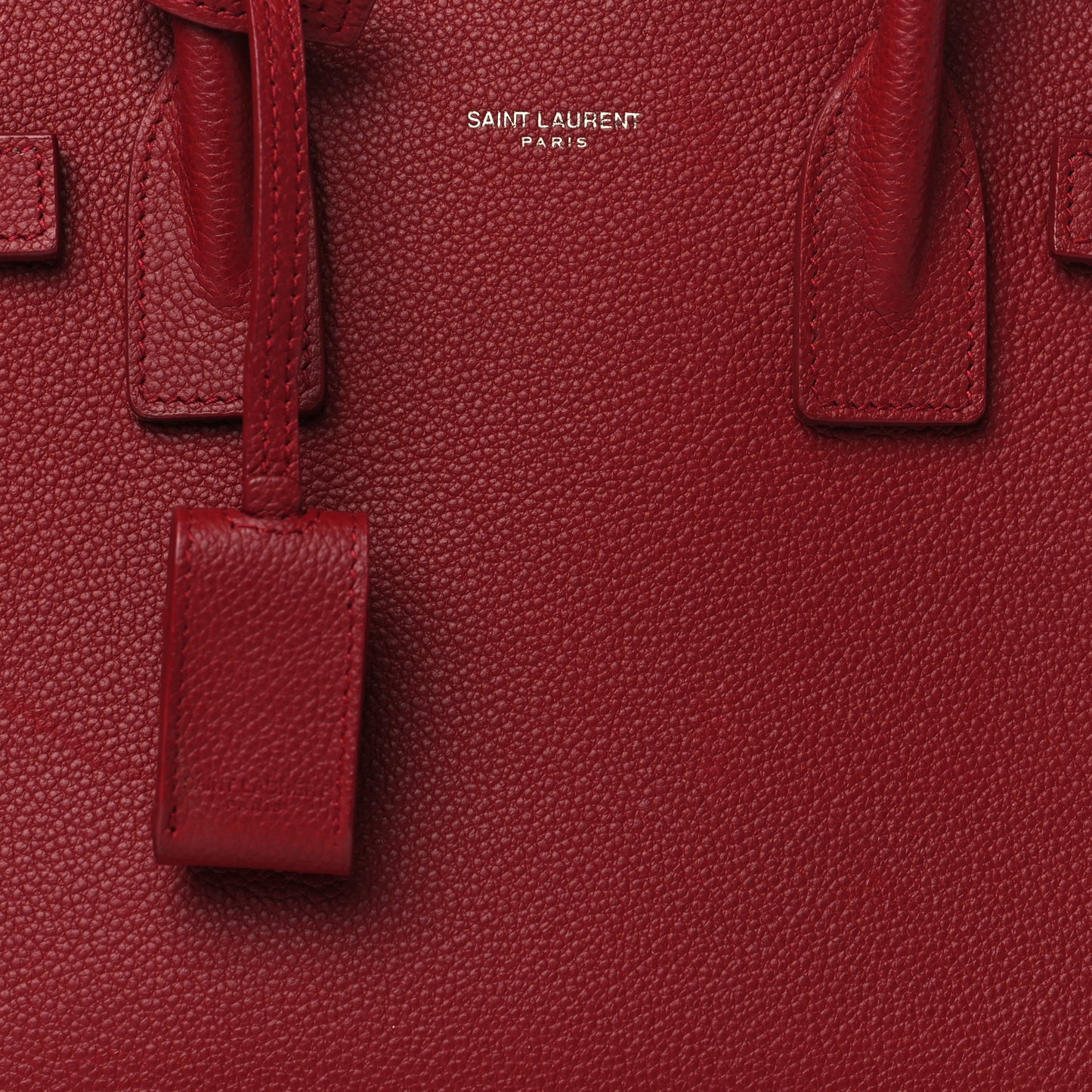 Grained Calfskin Topstich Baby Sac De Jour Red