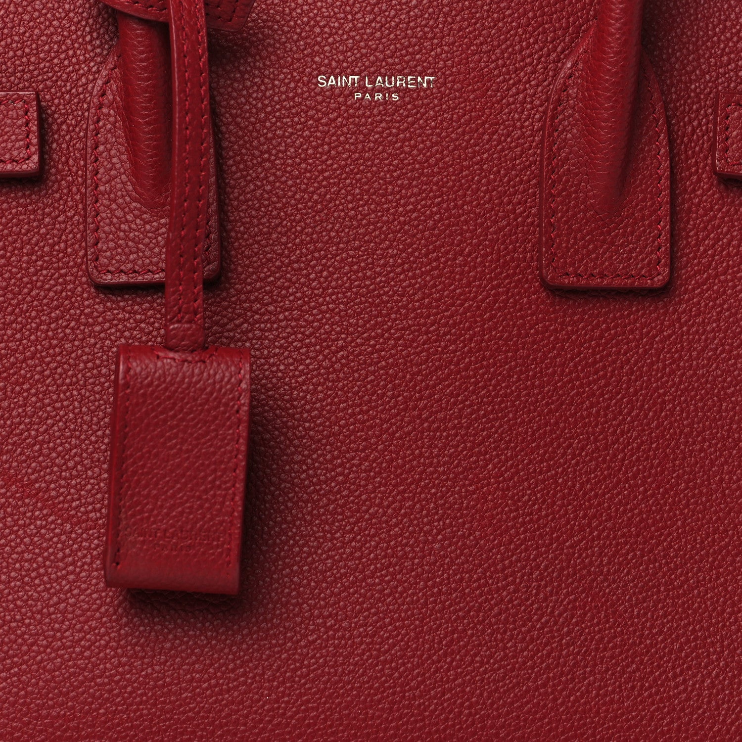 Saint Laurent Grained Calfskin Topstich Baby Sac De Jour Red 8 of 12