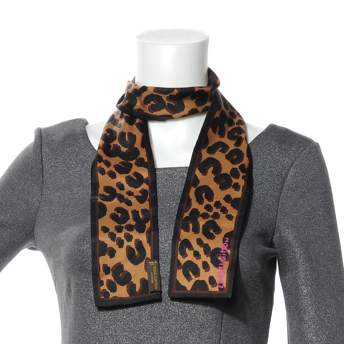 Silk Leopard Bandeau Scarf Marron