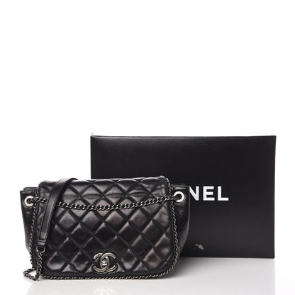 Chanel Calfskin Quilted Small CC Enchained Accordion Flap Black 14 of 14