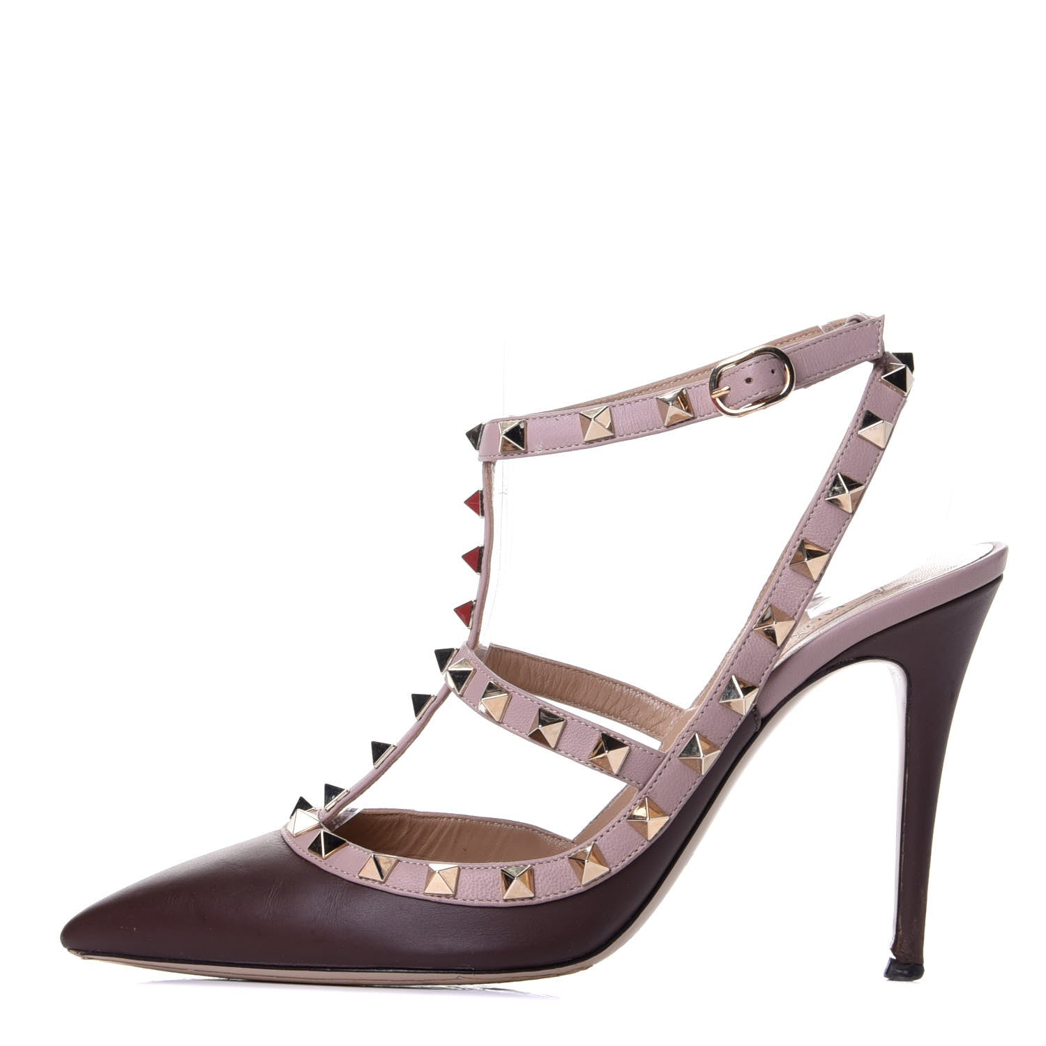 Valentino Garavani Nappa Rockstud Ankle Strap 100mm Pumps 39 Rubin Poudre 1 of 11