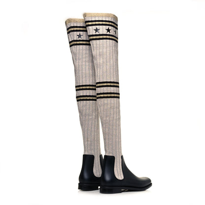 Givenchy Knit Rubber Storm Over The Knee Boots 35 Silver Gold 4 of 7