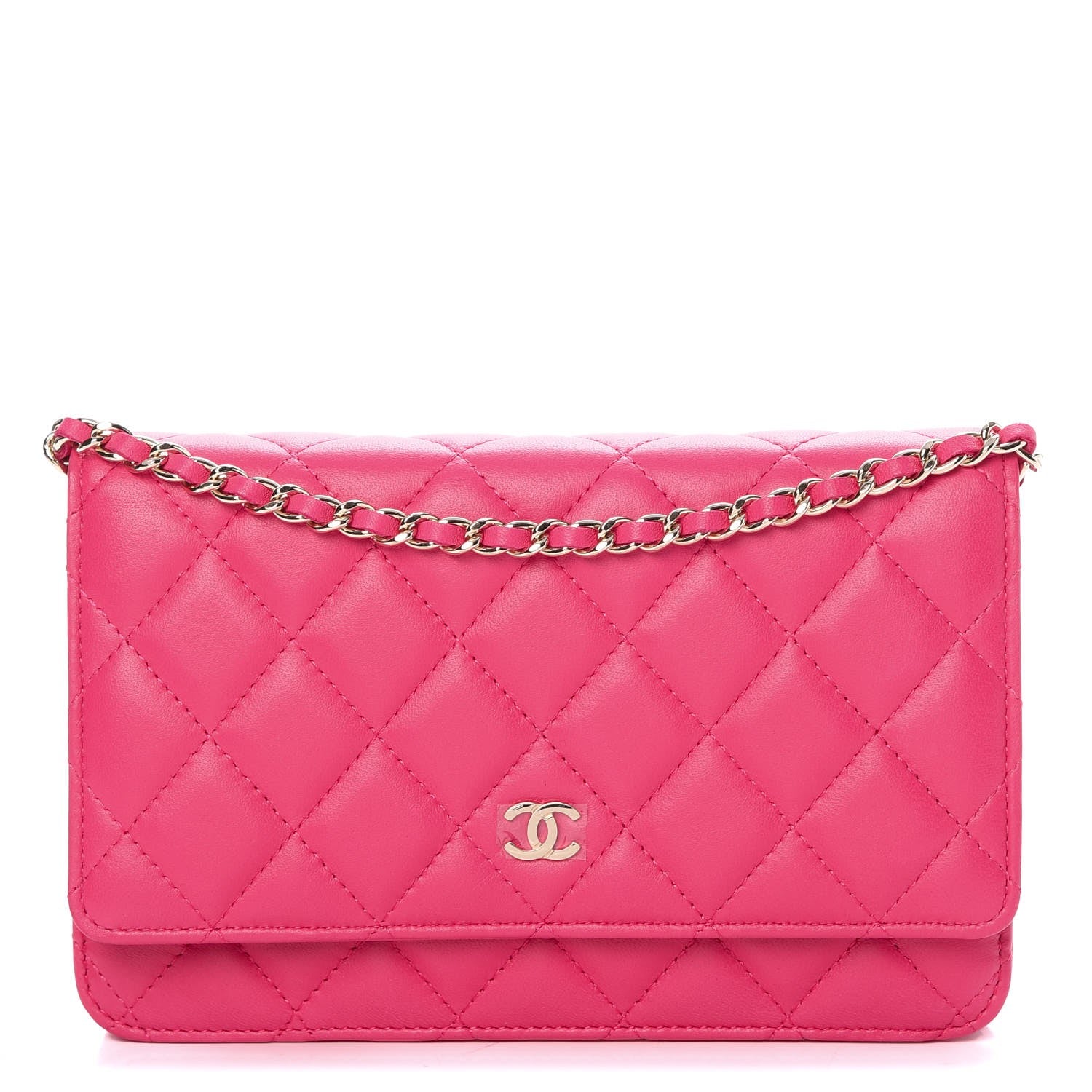 Chanel Lambskin Quilted Wallet On Chain WOC Pink 1 of 10