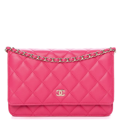 Chanel Lambskin Quilted Wallet On Chain WOC Pink 1 of 10