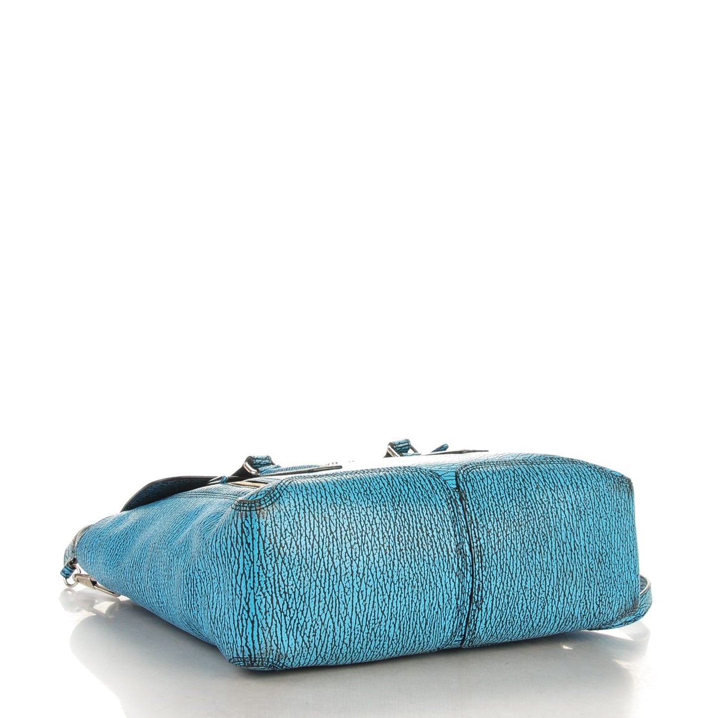 3.1 Shark Embossed Textured Calfskin Large Pashli Satchel Turquoise Black