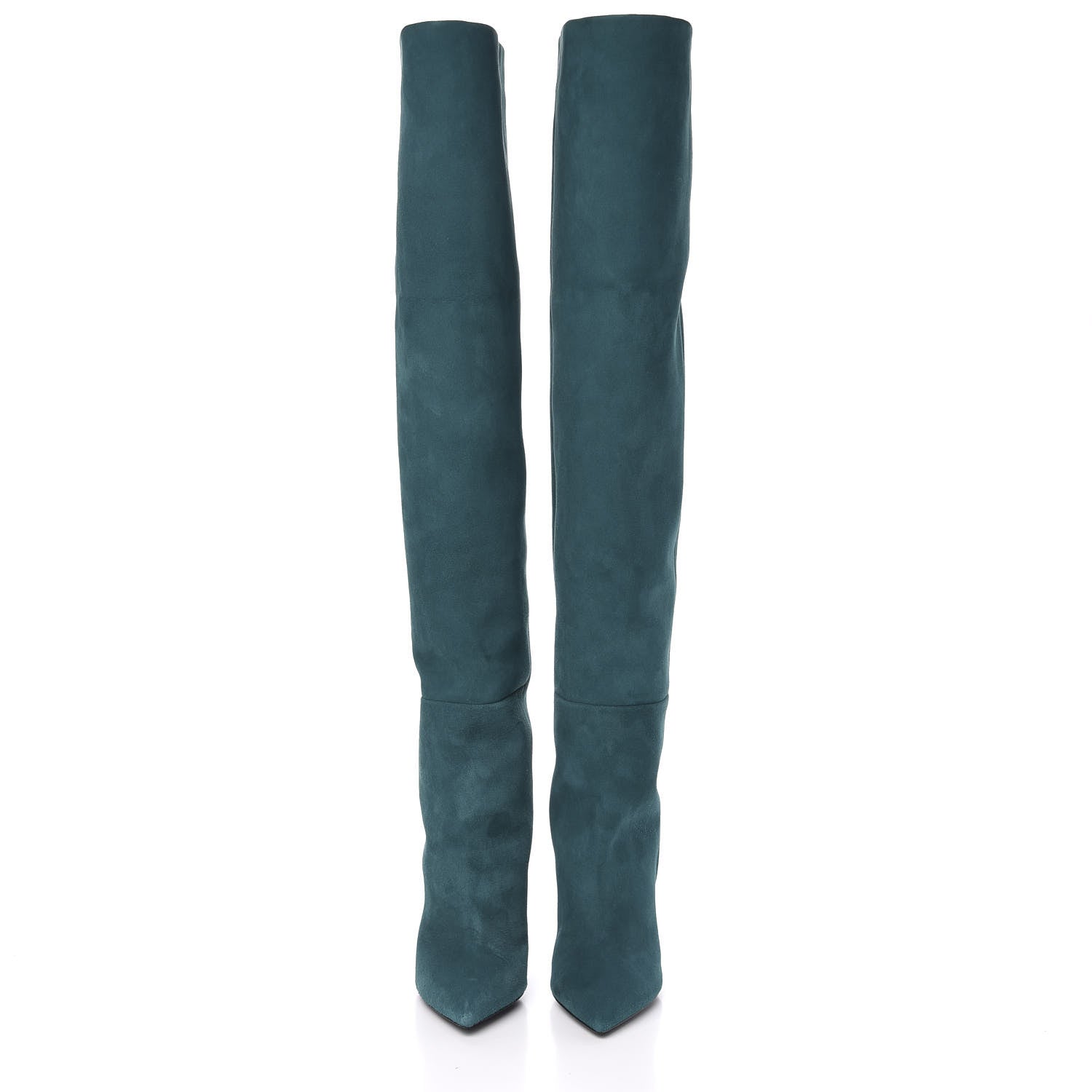 Saint Laurent Suede Niki 105 Thigh High Boots 36 Petrol Blue 2 of 6