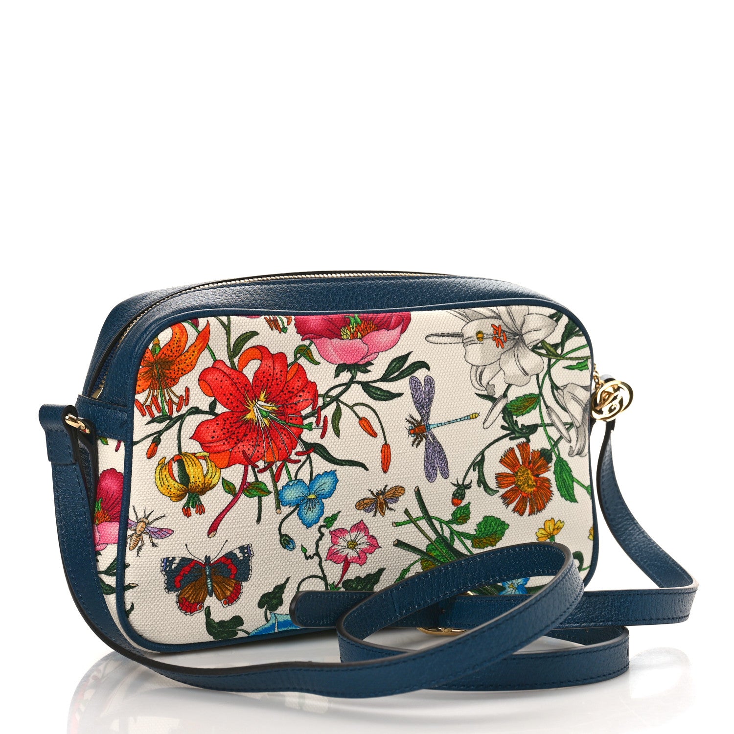 Gucci Canvas Flora Floral Shoulder Bag White Blue Agata Mulitcolor 3 of 9