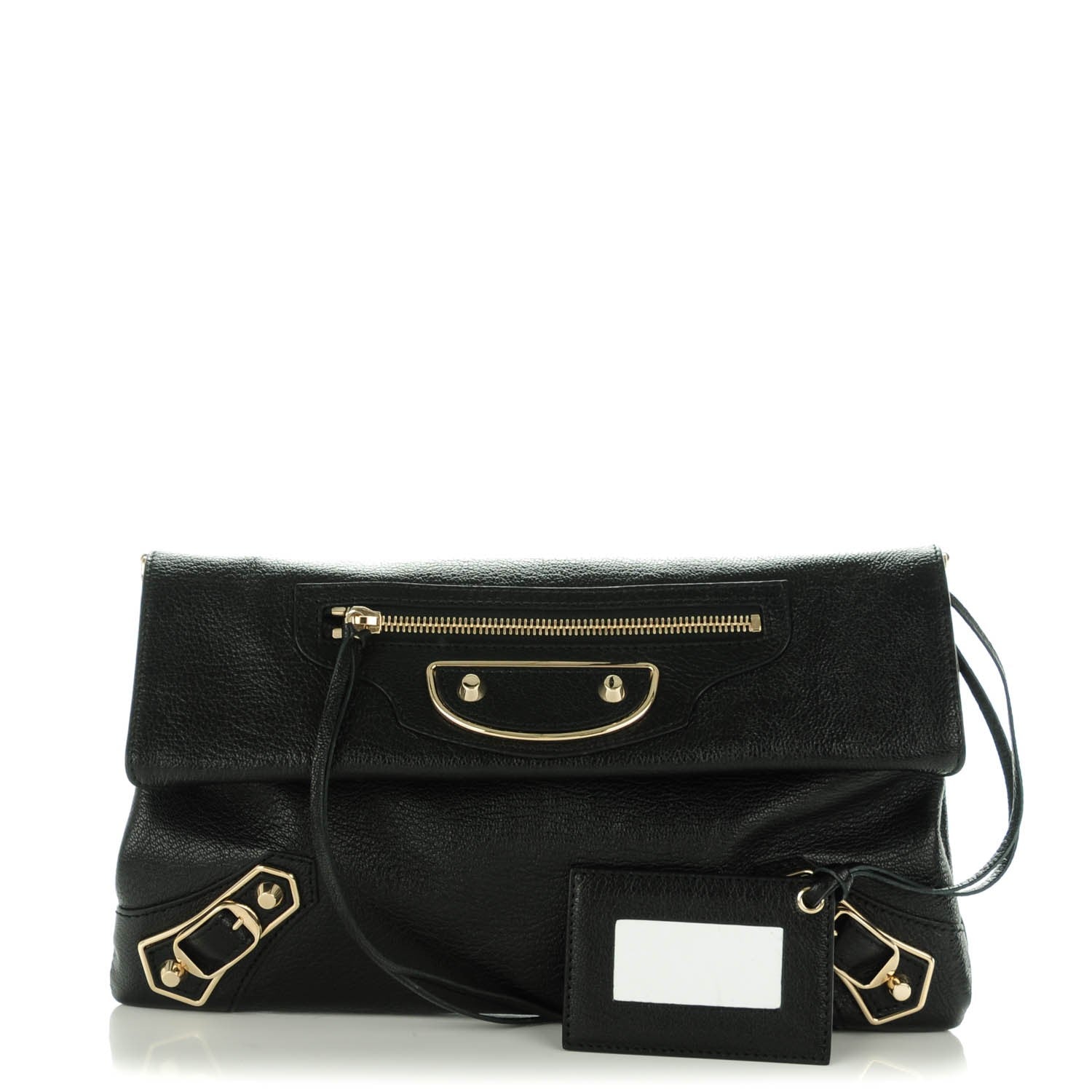 Balenciaga Chevre Gold Metallic Edge Hardware Envelope Clutch Black 1 of 7