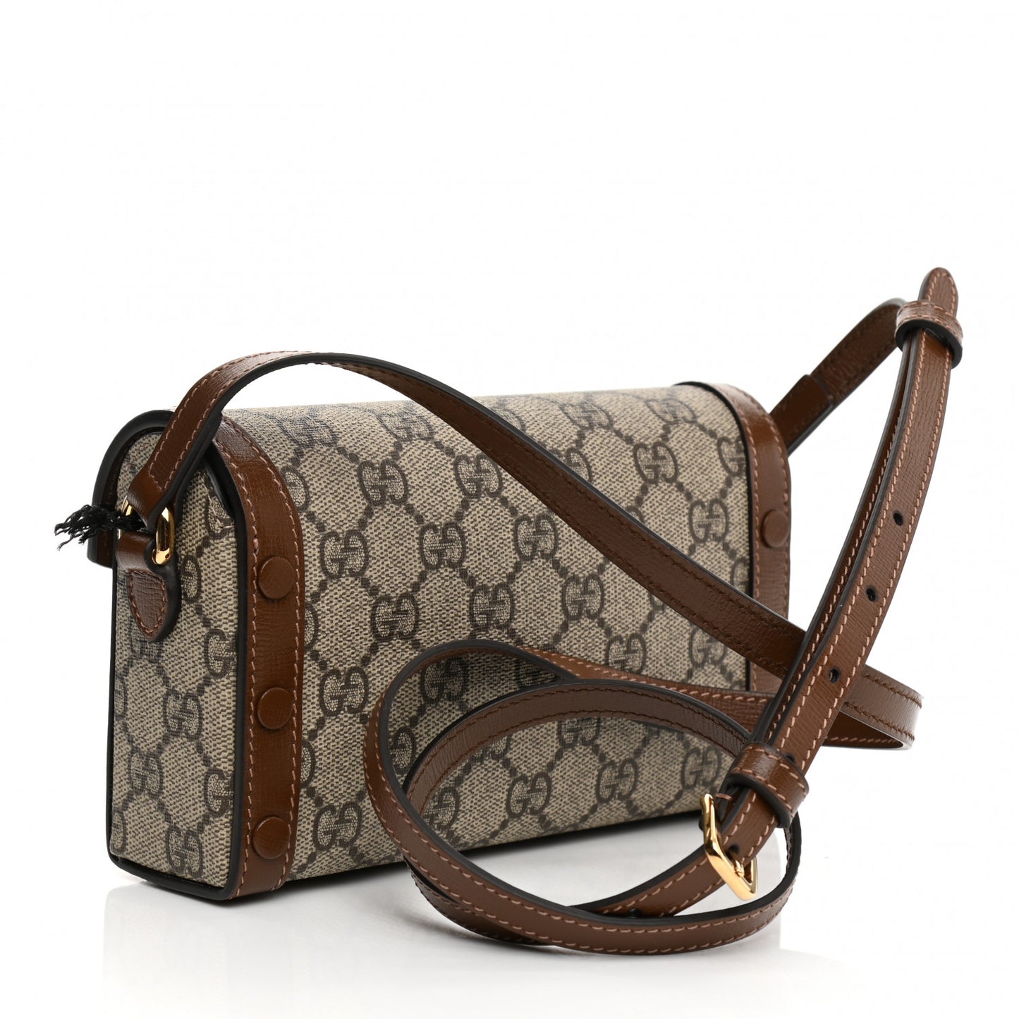 GG Supreme Monogram Mini Horsebit 1955 Shoulder Bag Beige Brown Sugar
