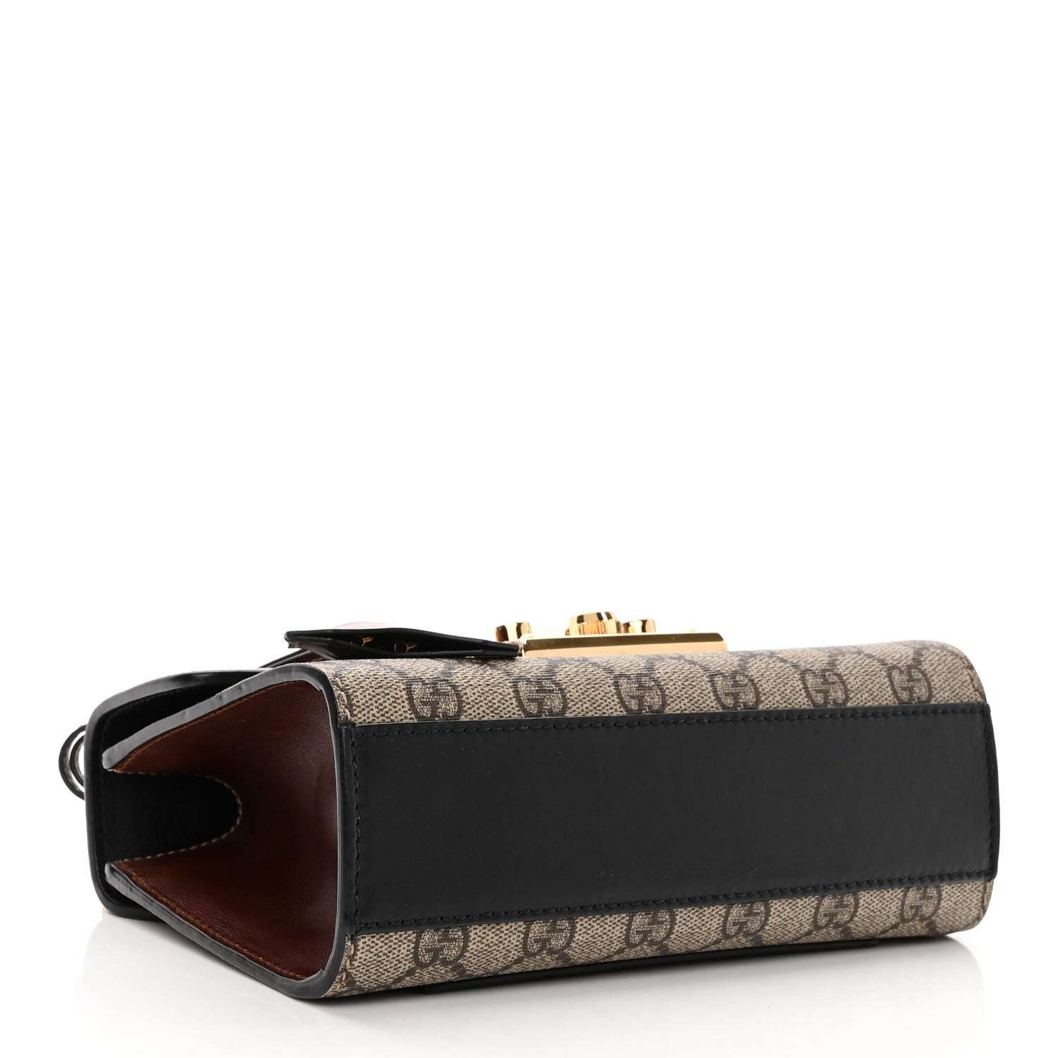 Gucci GG Supreme Monogram Calfskin Small Padlock Shoulder Bag Beige Black Cuir 4 of 12