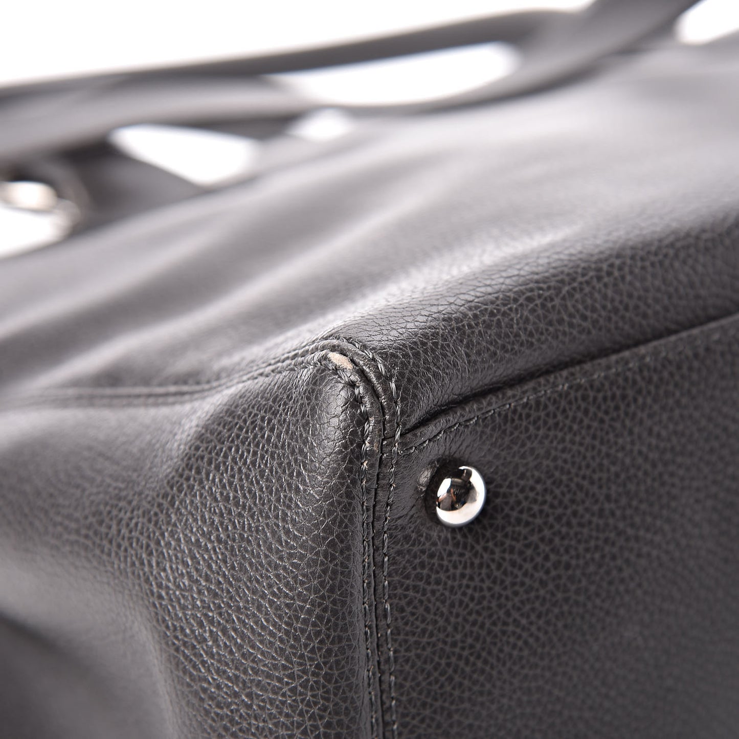 Calfskin Cerf Executive Shopper Tote Dark Grey