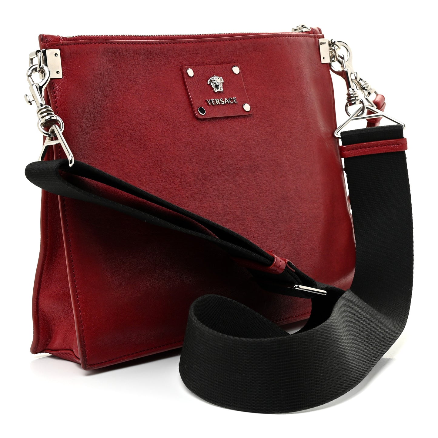 Calfskin Studded Crossbody Red