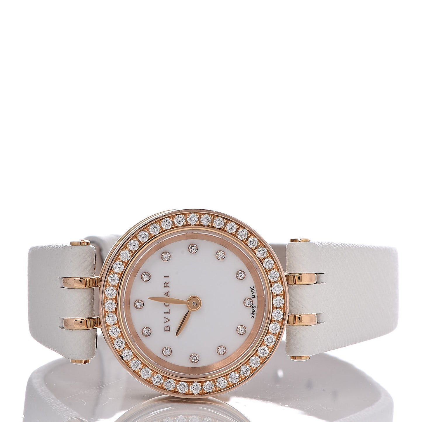 18K Rose Gold Calfskin Diamond Bezel 23mm B.Zero1 Quartz Watch