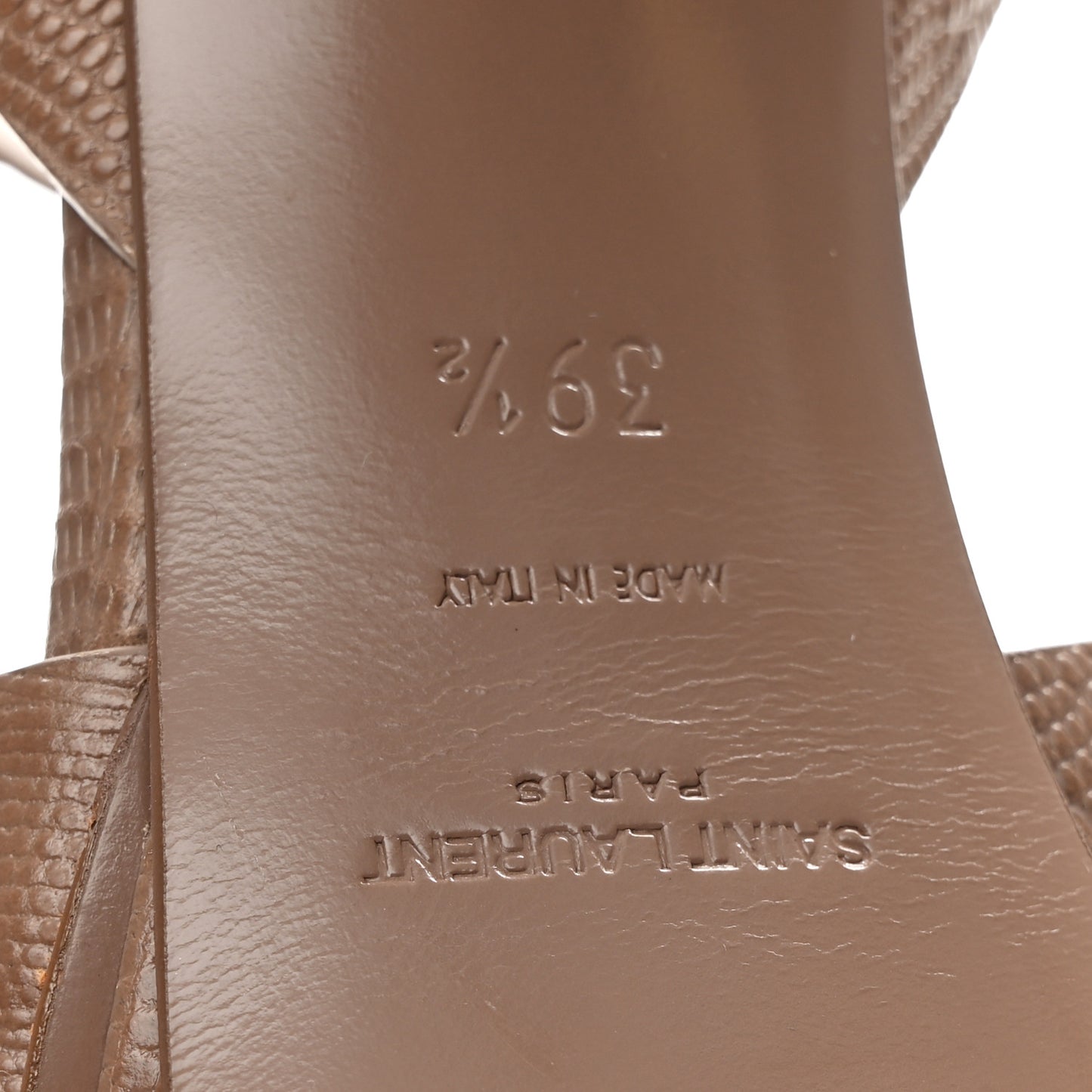 Calfskin Embossed Crocodile Tribute 75 Platform Sandals 39.5 Beige
