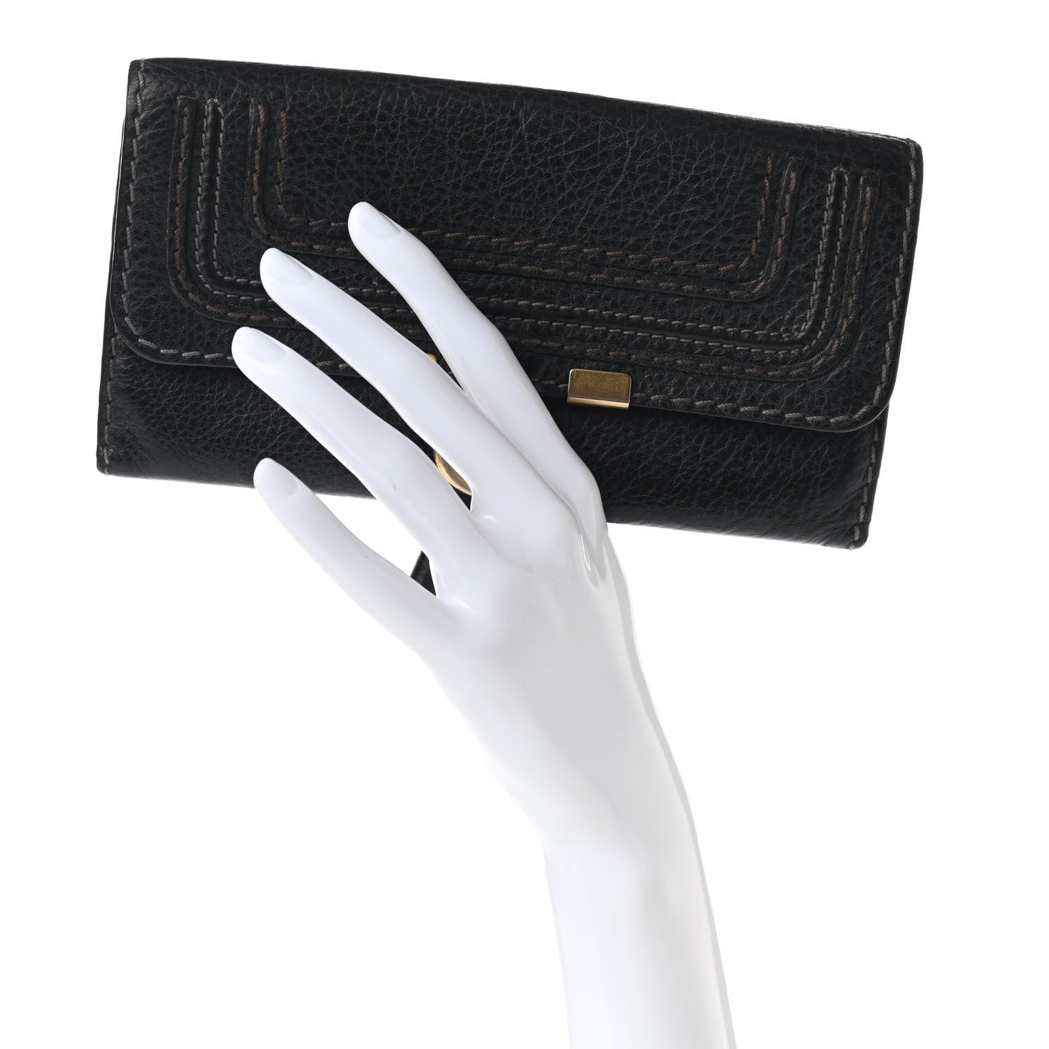 Chloe Calfskin Marcie Continental Flap Wallet Black 2 of 11