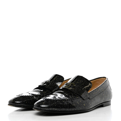Chanel Patent CC Glitter Mocassin Loafers 36 Black 3 of 8
