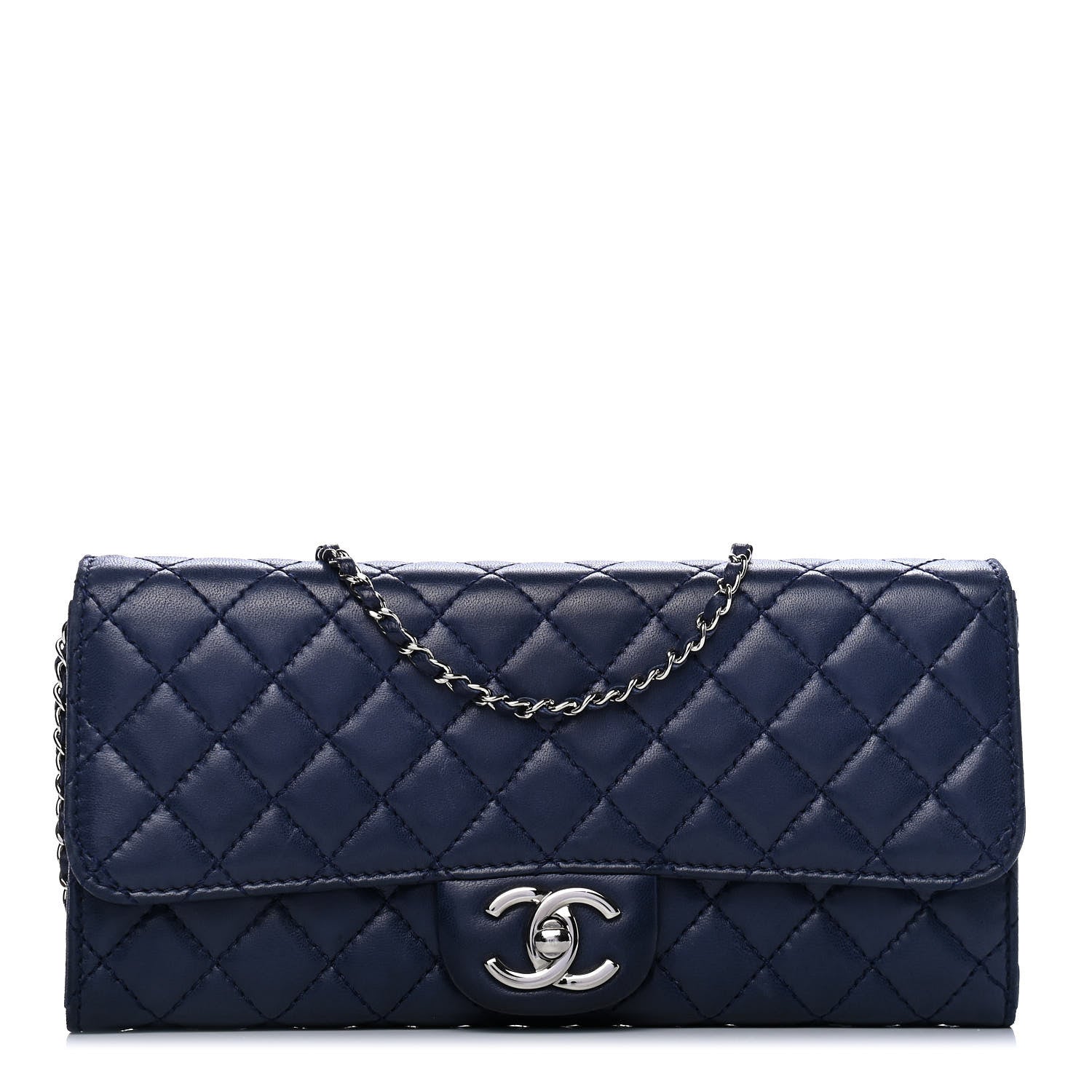 Chanel Lambskin Quilted Chain Clutch Flap Navy 1 of 5