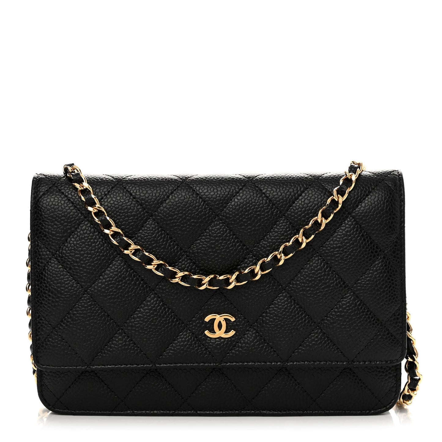 Caviar Quilted Wallet on Chain WOC Black