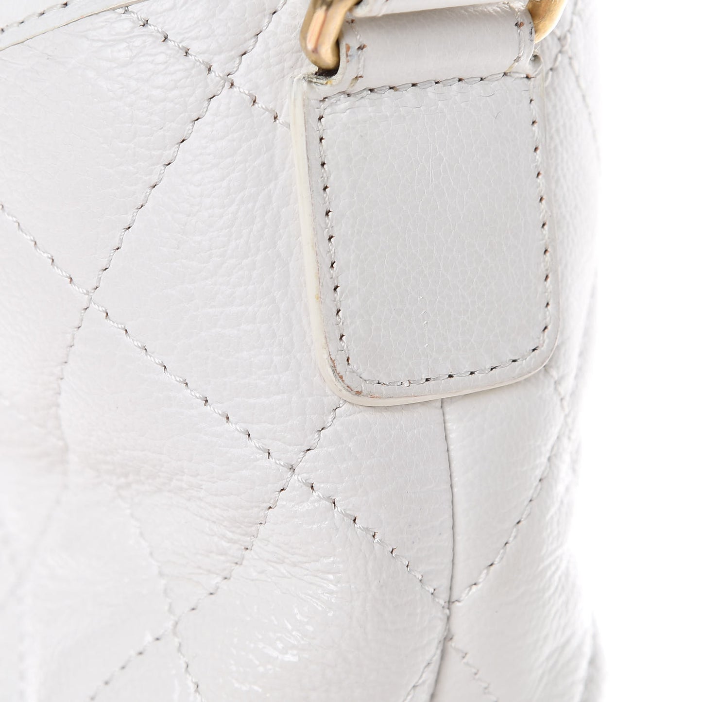 Aged Calfskin Quilted Medium Gabrielle Hobo White