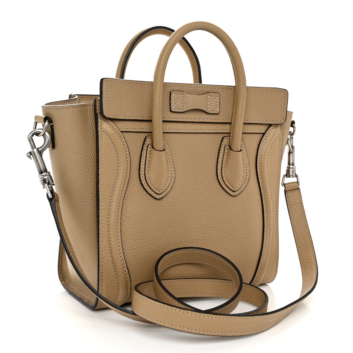 Celine Drummed Calfskin Nano Luggage Dune 3 of 11