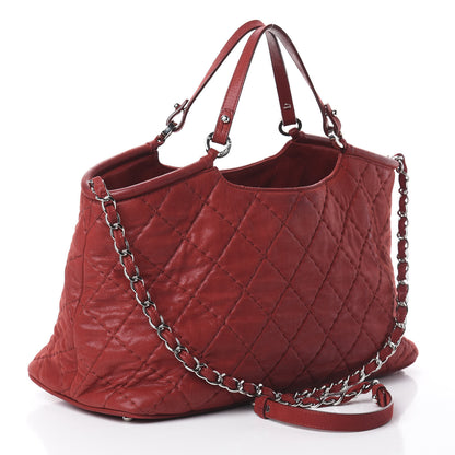 Chanel Iridescent Calfskin Quilted Small Sea Hit Tote Red 2 of 8