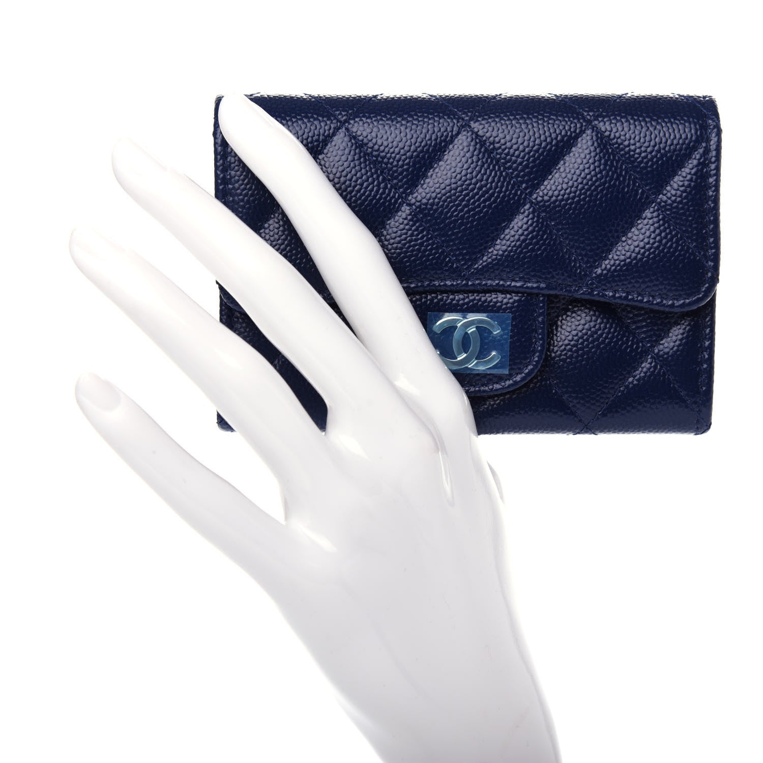 Chanel Caviar Quilted Flap Card Holder Navy Blue 2 of 9