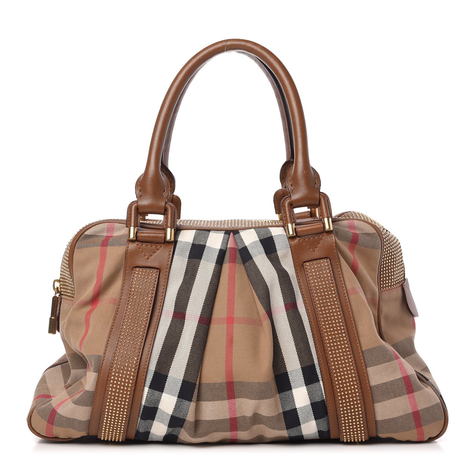 Burberry House Check Studded Knight Satchel Brown 1 of 10