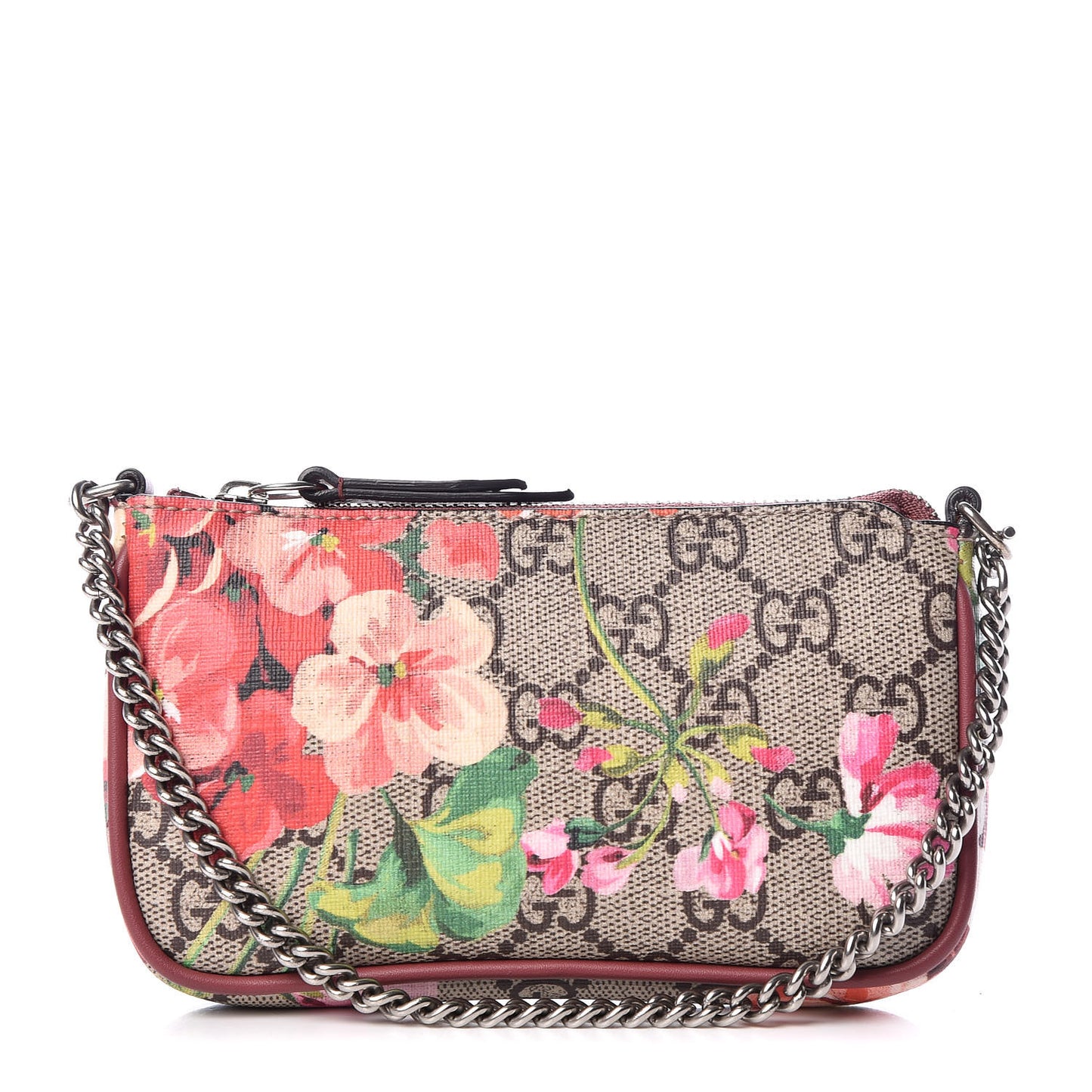 GG Supreme Monogram Blooms Mini Chain Bag Beige Multicolor Dry Rose