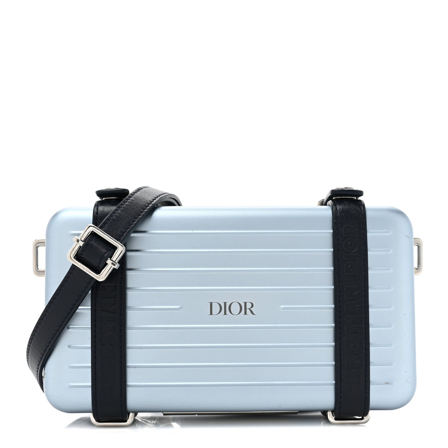 X RIMOWA Aluminum Personal Clutch On Strap Bleu