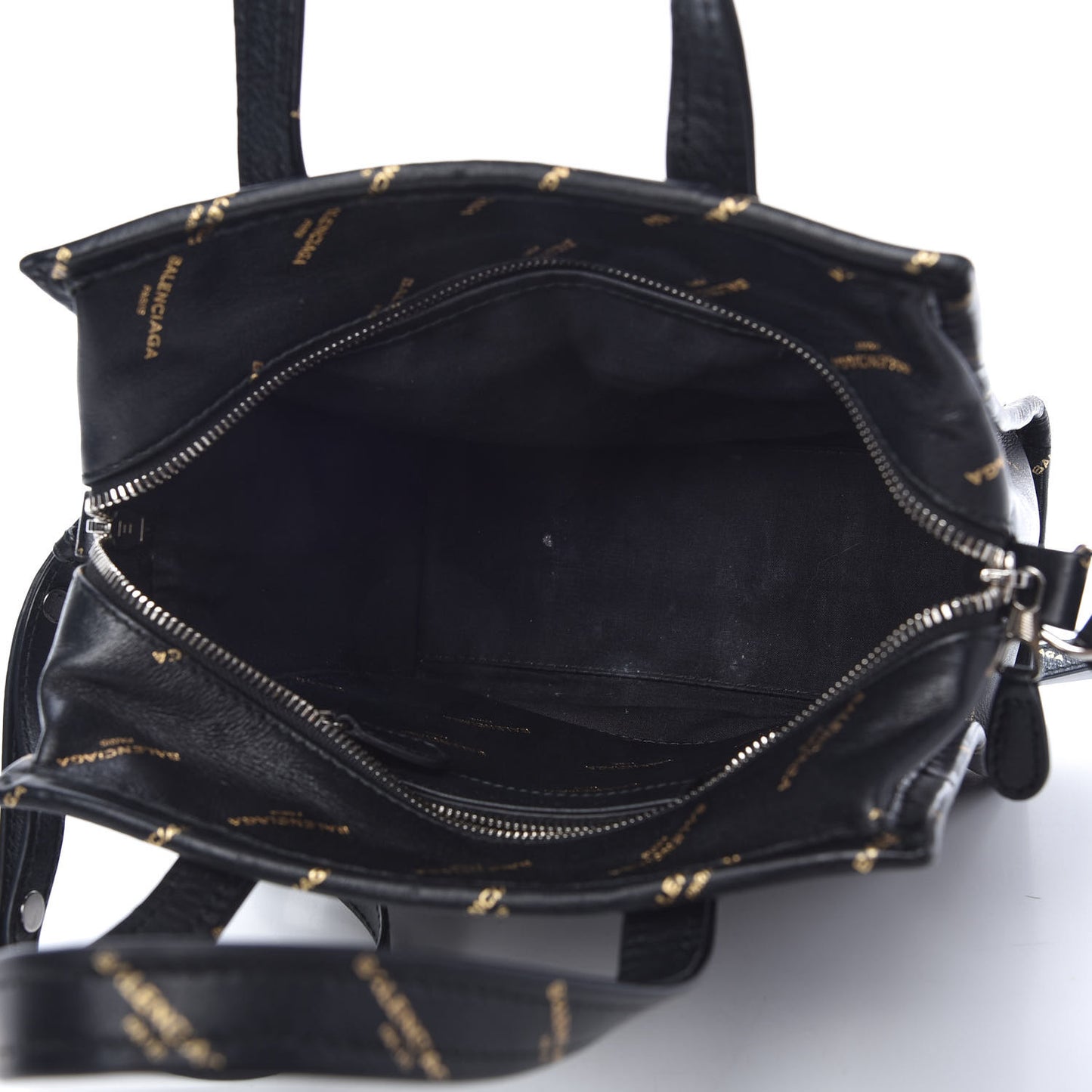Calfskin Allover Logo XS Bazar Shopper Tote Black Gold