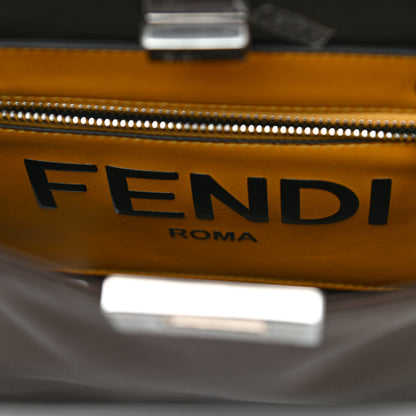 Fendi Nylon Vitello Cover Logo Embossed Mini Peekaboo I SEE U Satchel Ebano Sunflower 8 of 10
