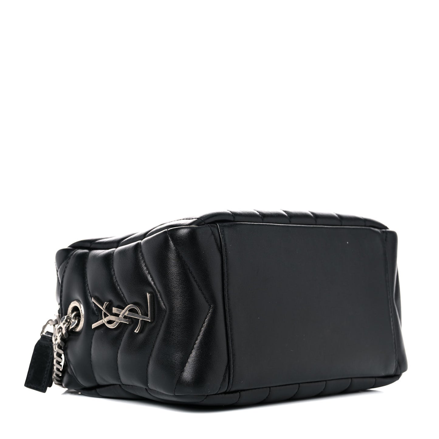 Calfskin Y Quilted Monogram Small Loulou Bowling Bag Black