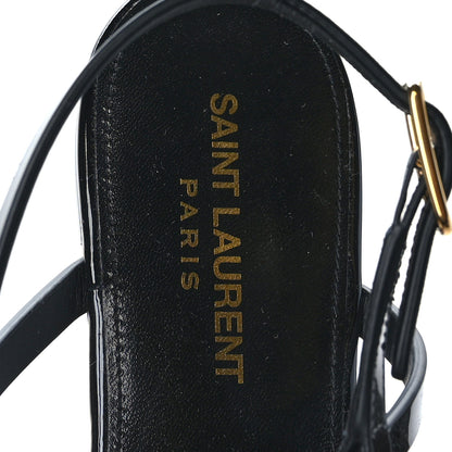 Saint Laurent Patent Calfskin Cassandra Monogram Sandals 36.5 Black 7 of 8
