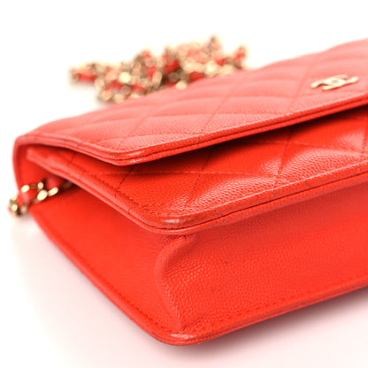 Chanel Caviar Quilted Wallet on Chain WOC Orange 8 of 12