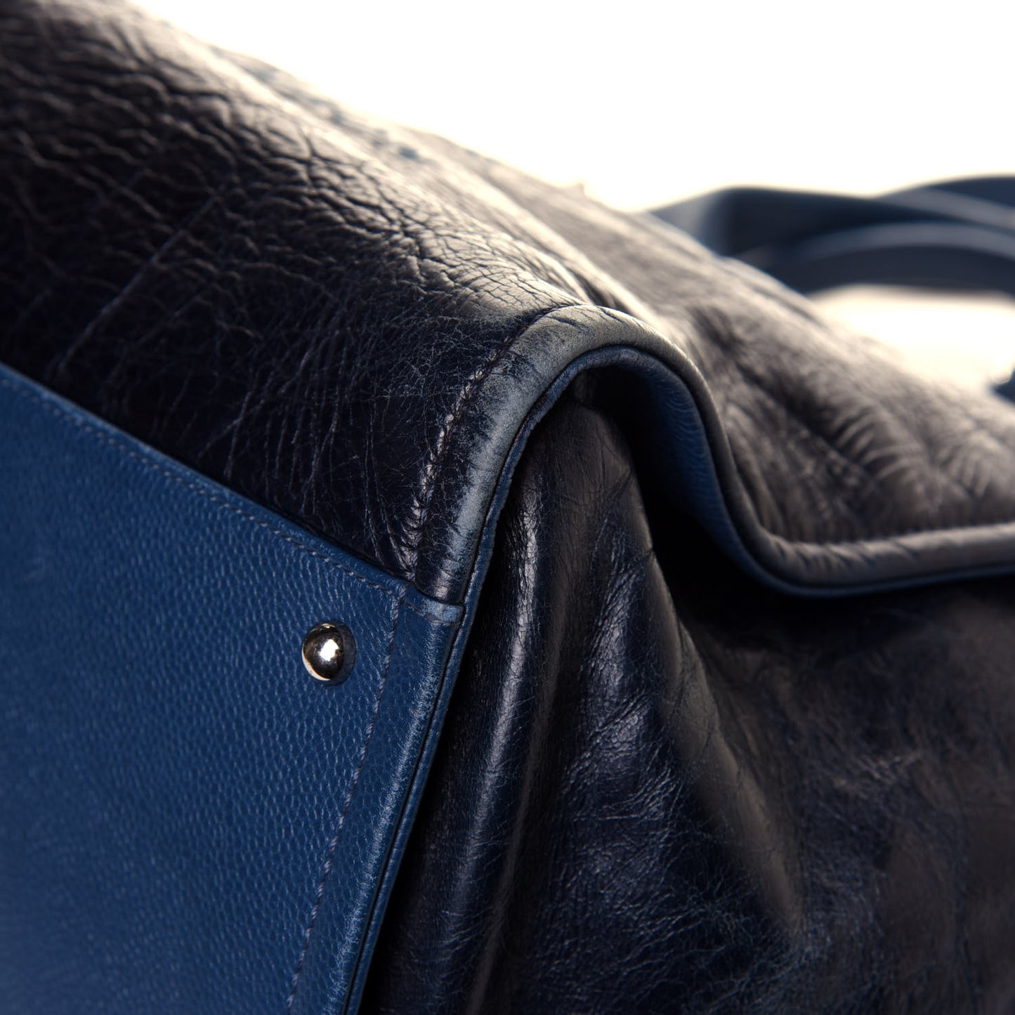 Glazed Calfskin Large Deauville Tote Blue