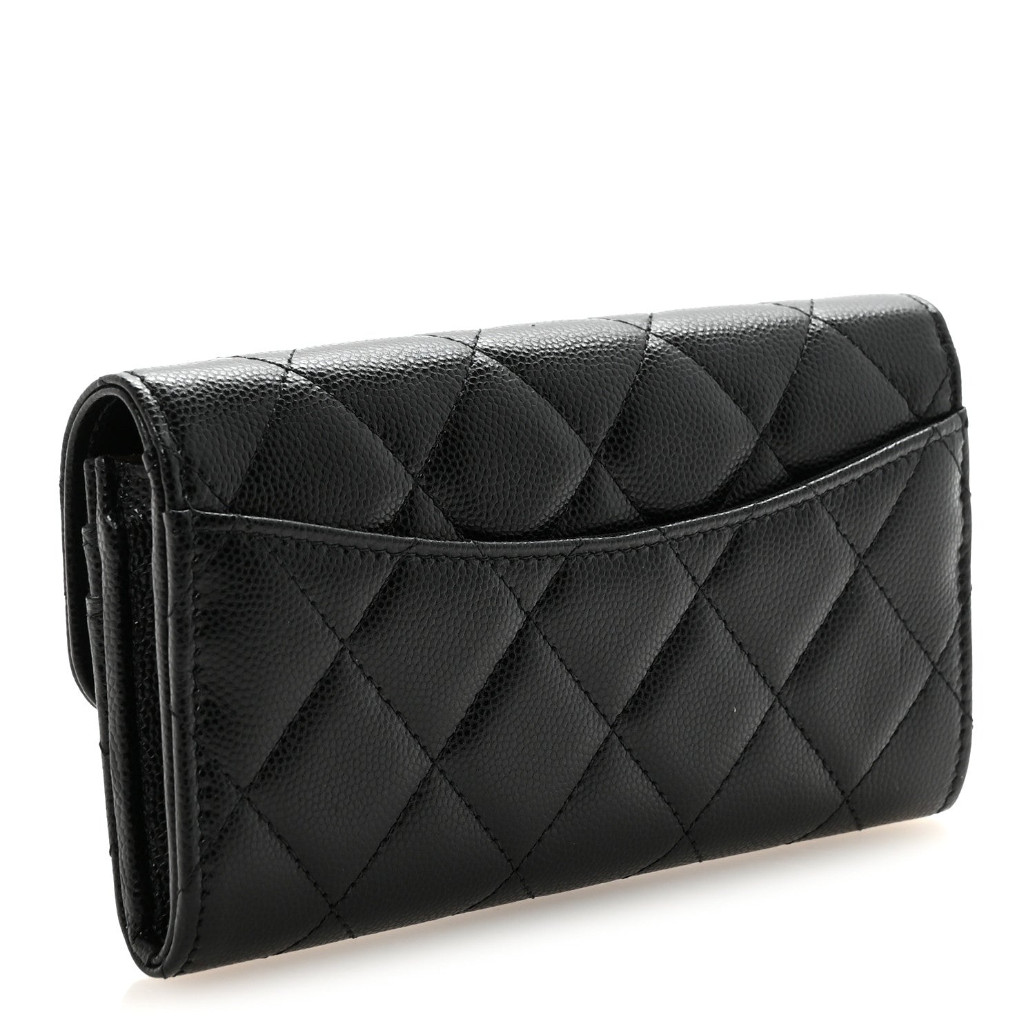 Chanel Caviar Quilted Medium Gusset Flap Wallet Black 3 of 9