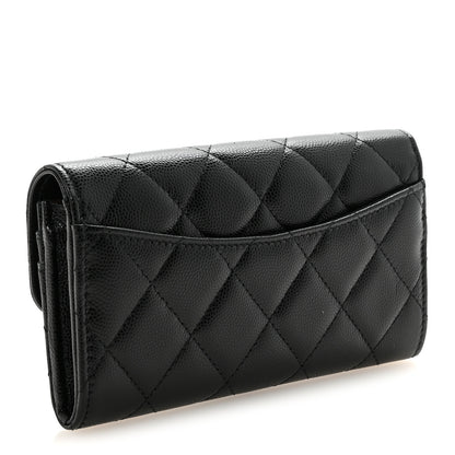 Chanel Caviar Quilted Medium Gusset Flap Wallet Black 3 of 9