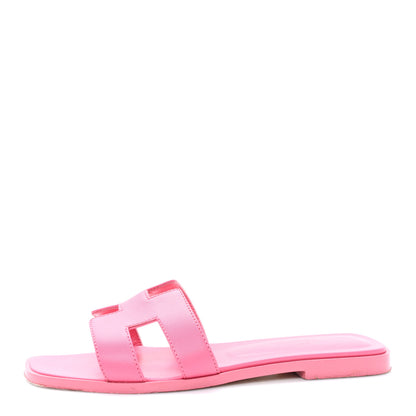 Hermes Box Calfskin Oran Sandals 36.5 Rose Boise 1 of 10