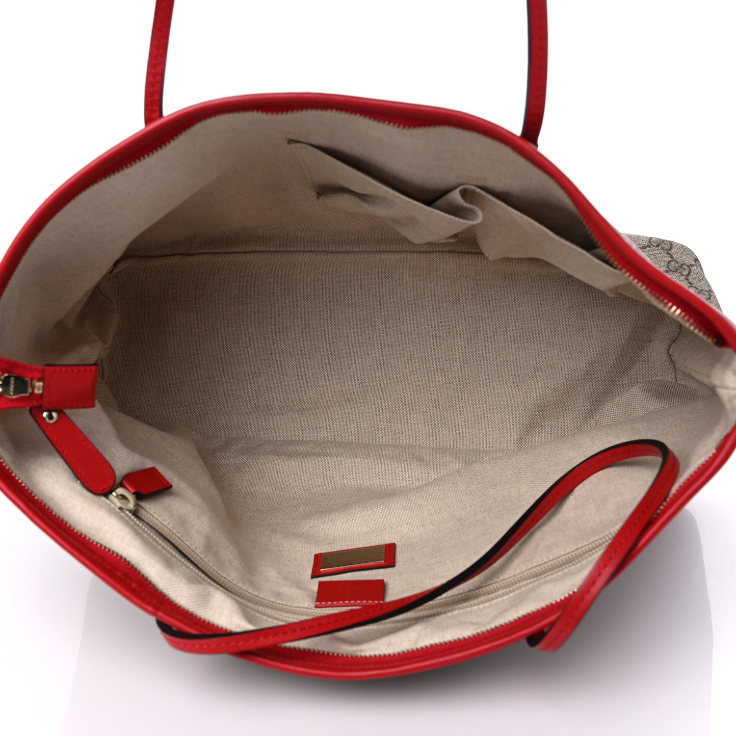 Gucci GG Supreme Monogram Medium Zippered Tote Red 5 of 10