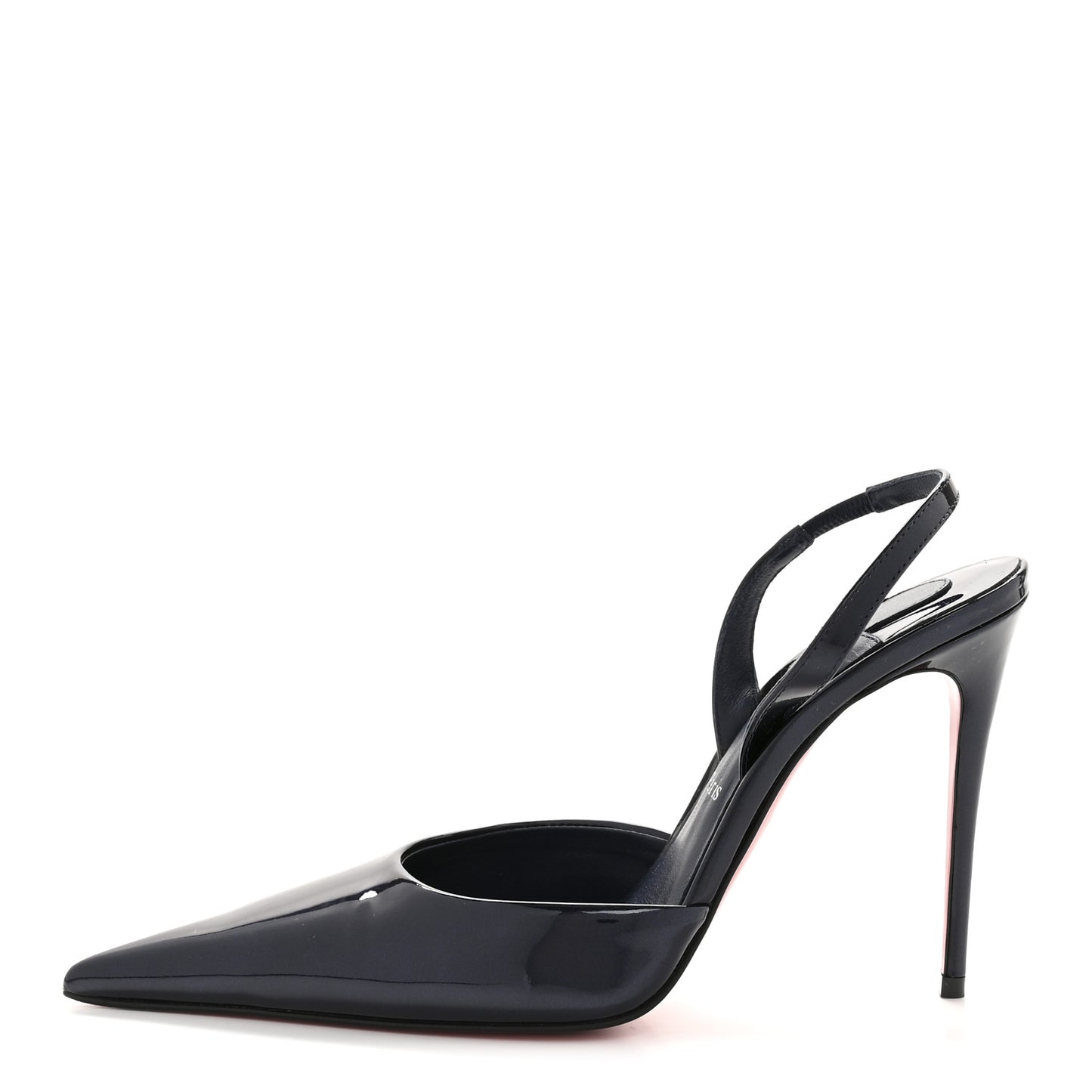 Pearlescent Patent Calfskin Kate Max O Slingback 100 Pumps 36 Navy
