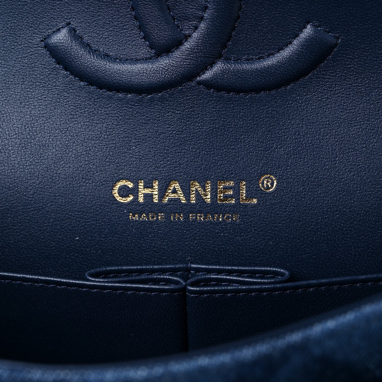 Chanel Printed Denim Quilted Medium Double Flap Dark Blue 5 of 9