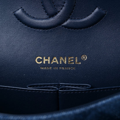 Chanel Printed Denim Quilted Medium Double Flap Dark Blue 5 of 9